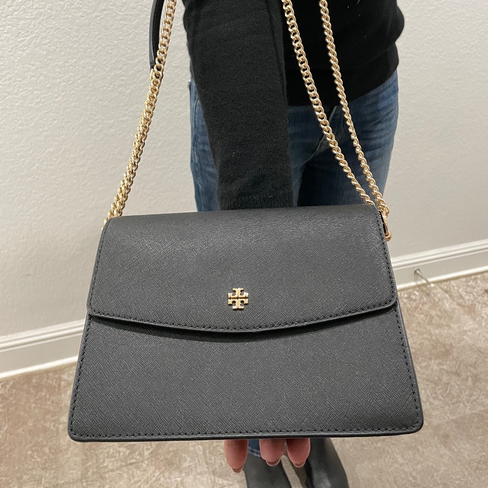 Tory Burch black Emerson Envelope bag